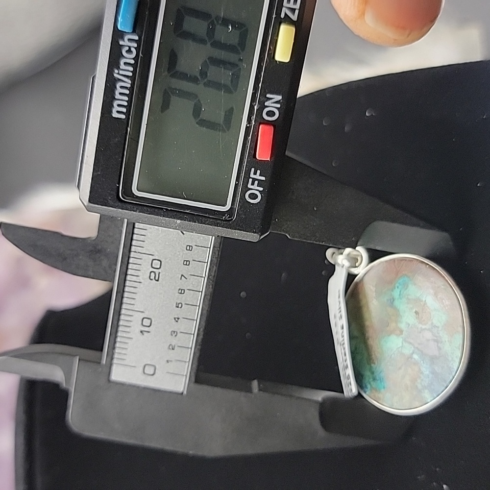 Natural Gemstone Shattuckite 925 Sterling Silver 1" Round Open Back Pendant 349 - Picture 7 of 9